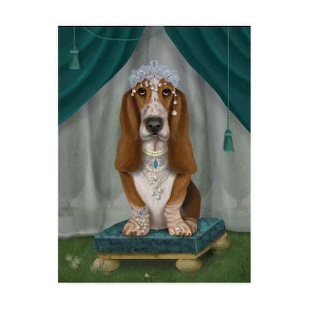 Fab Funky 'Basset Hound And Tiara' Canvas Art,35x47